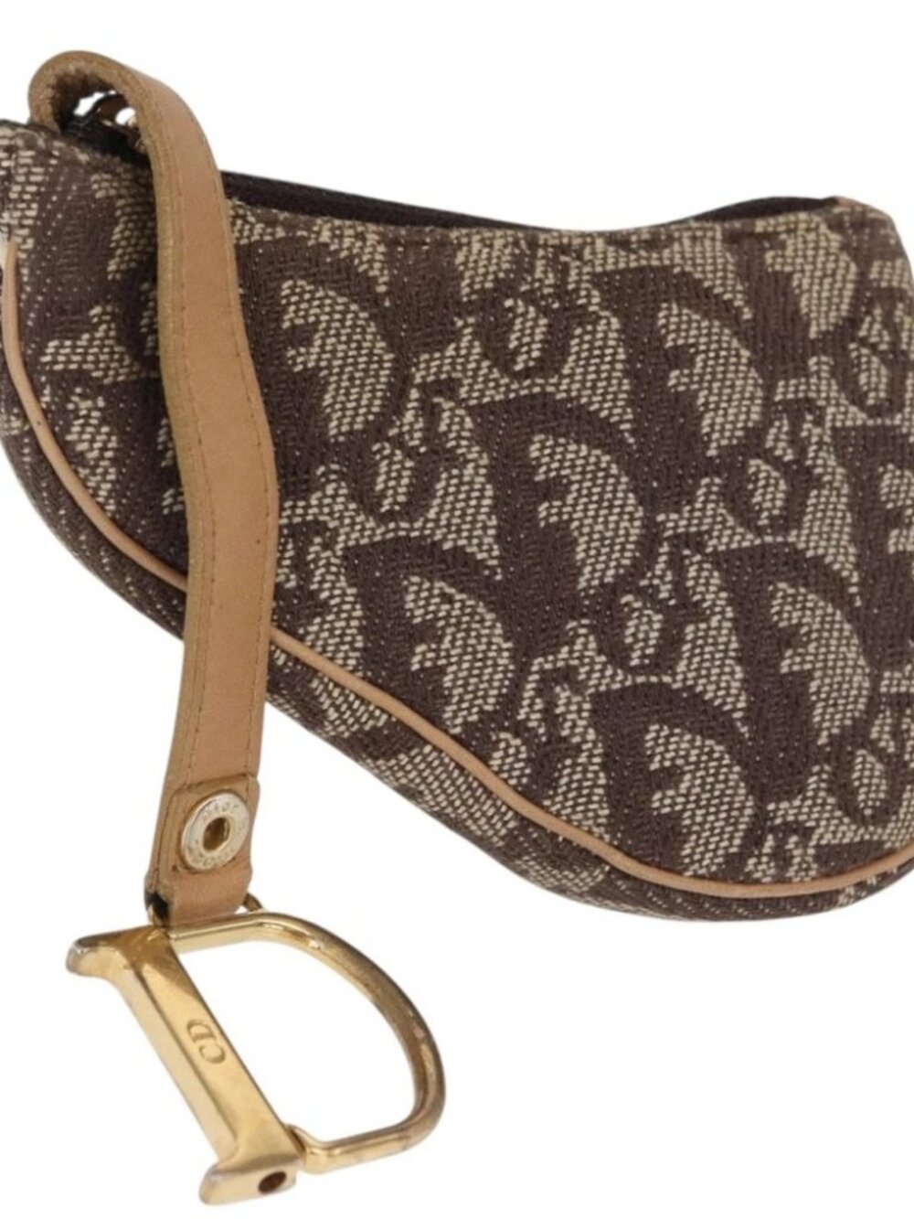 Christian Dior Trotter Canvas Saddle Coin Purse Beige